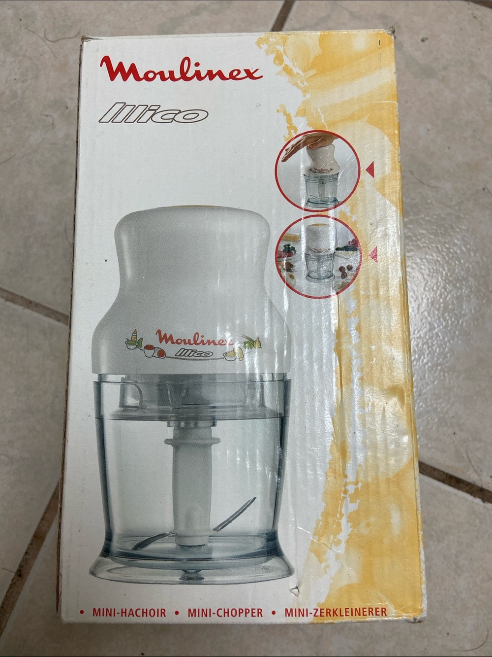 Vintage Retro Moulinex Illico Mini Chopper DJE241 - White/Clear